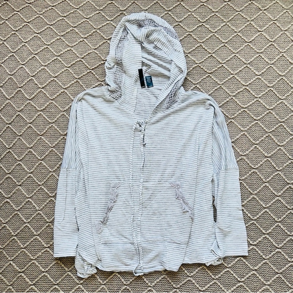 Full Tilt Gray Striped Hoodie Long Sleeve with Hood XL